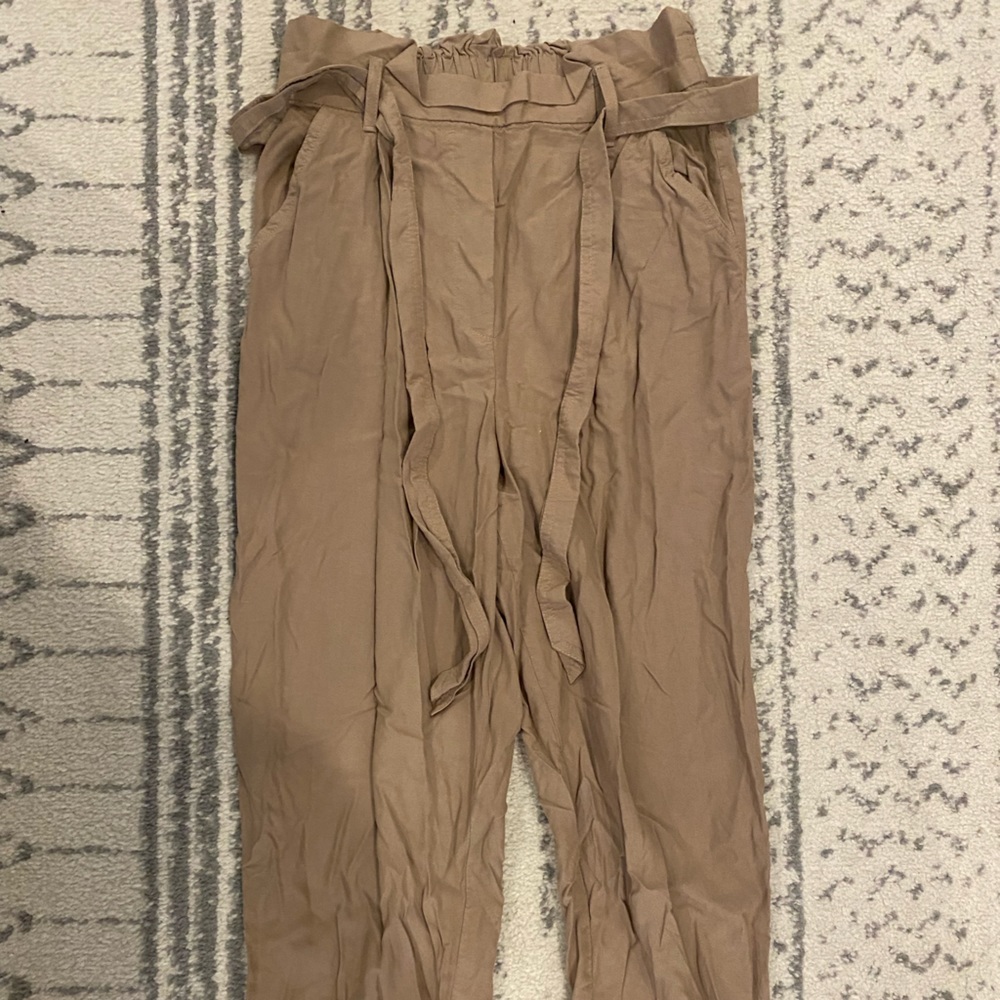 Tan linen trouser pants